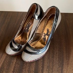 Patent and plaid pumps